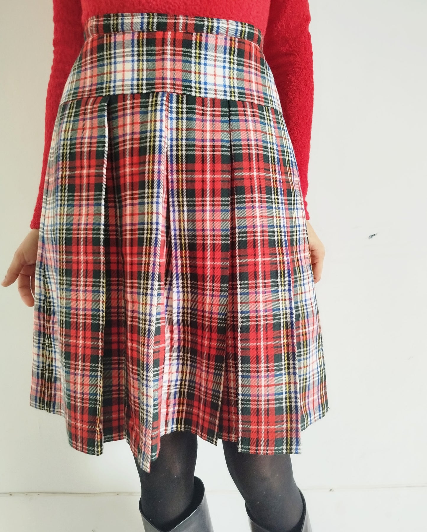 Gonna tartan a pieghe