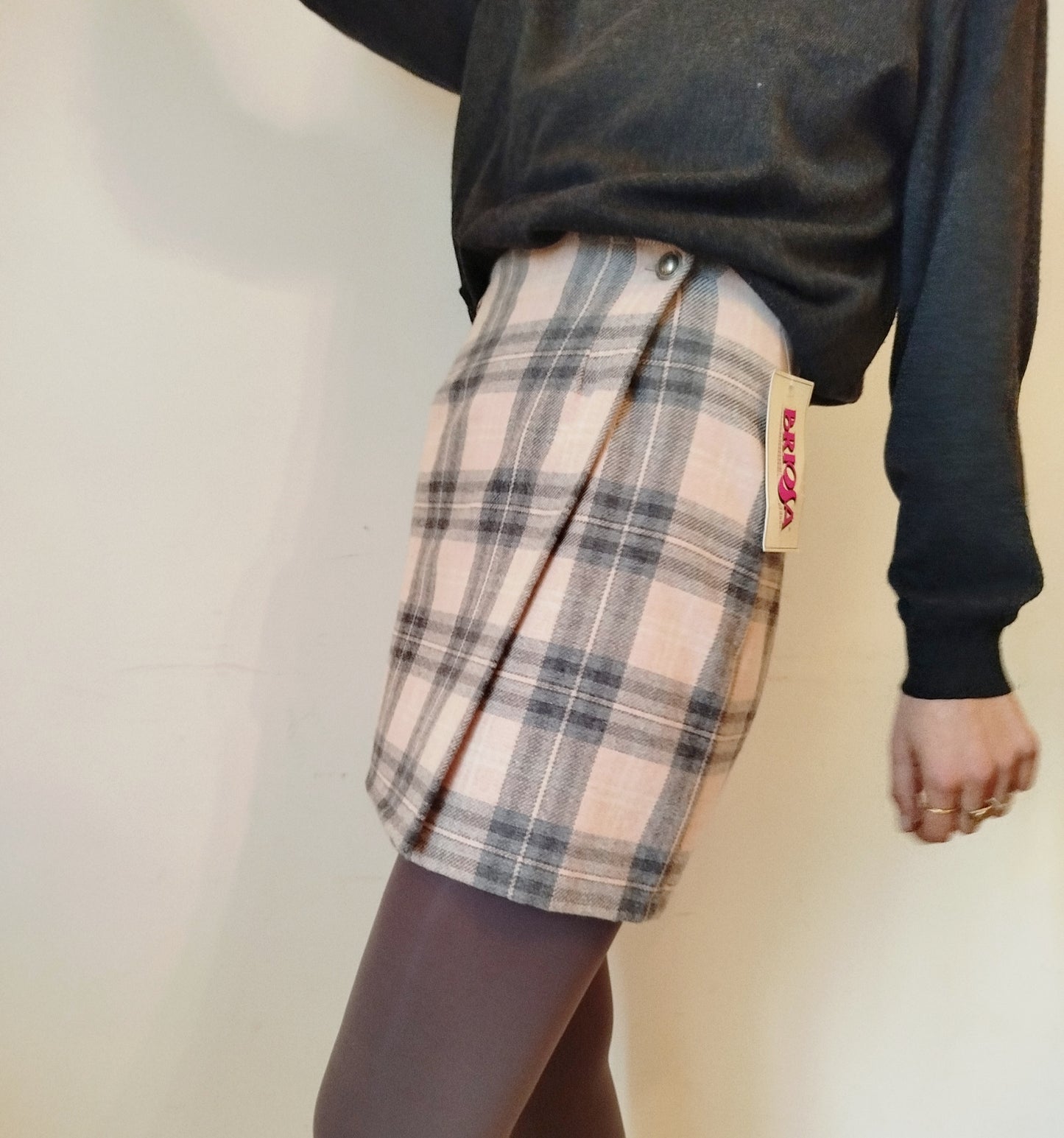 Gonna tartan rosa e grigia