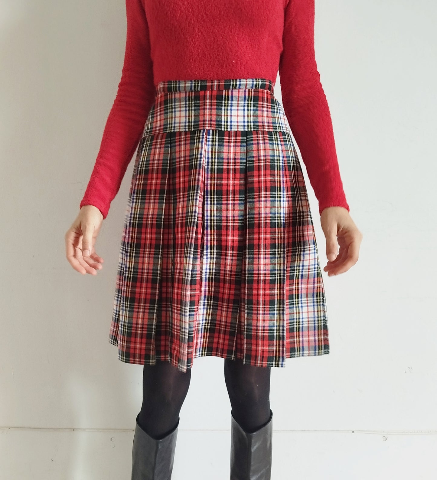 Gonna tartan a pieghe