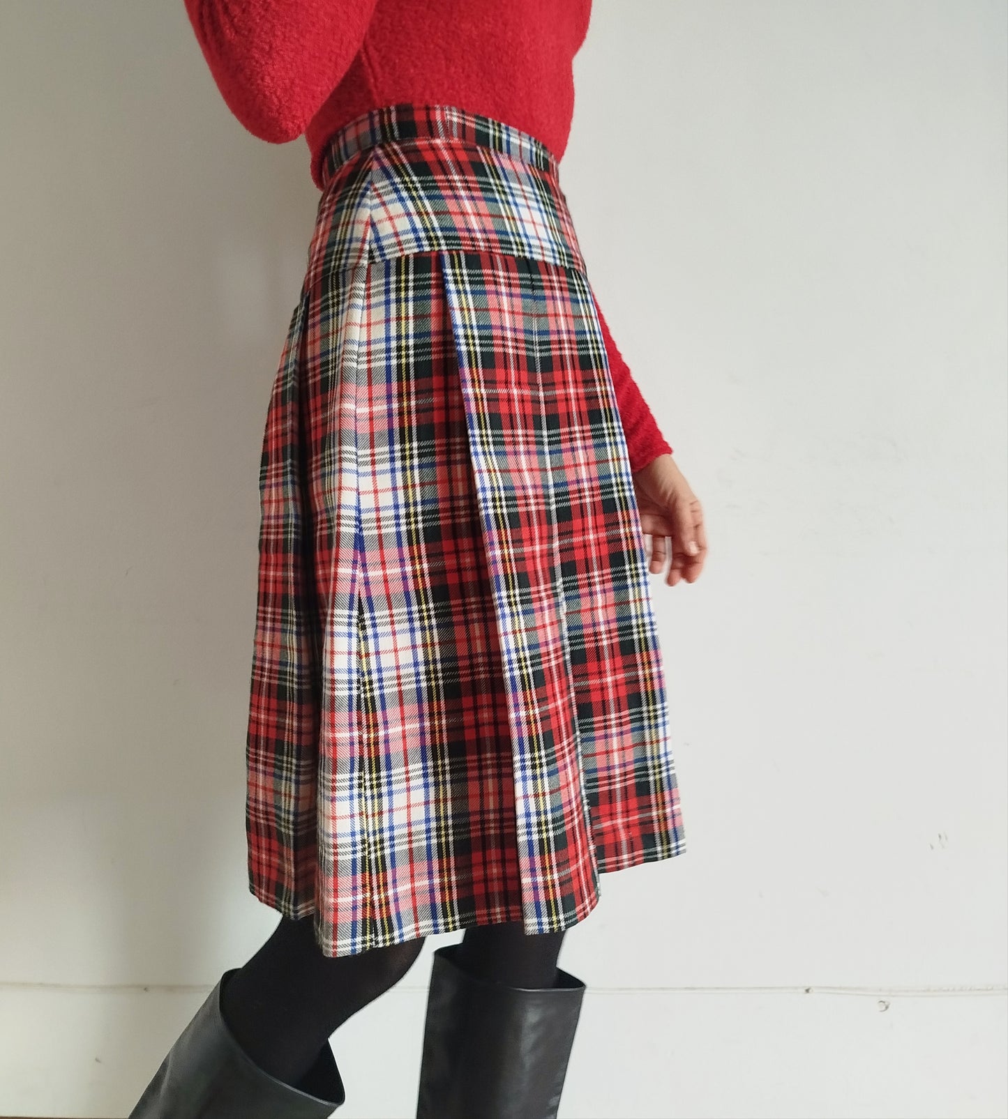 Gonna tartan a pieghe