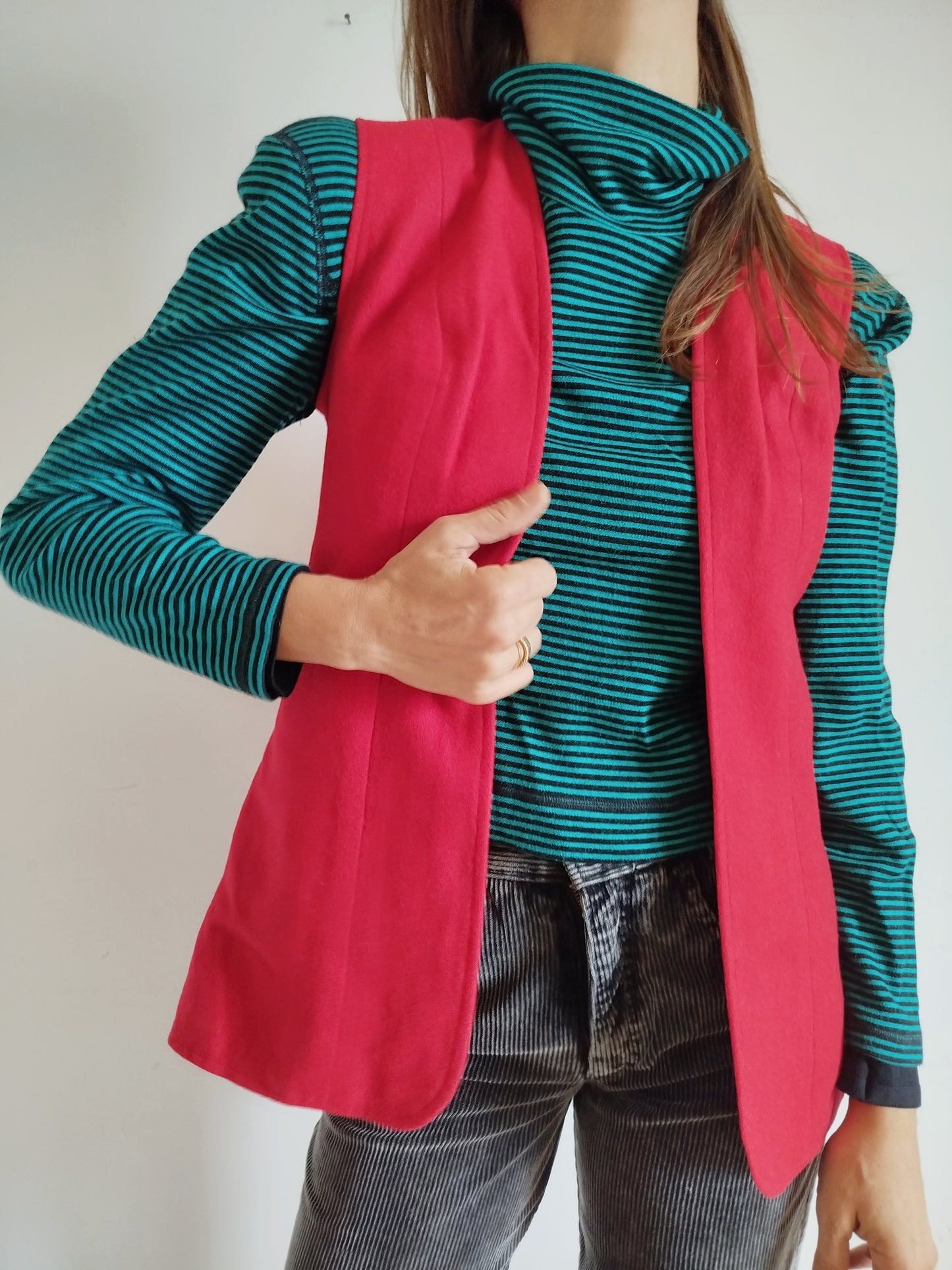 Gilet lungo lana rosso