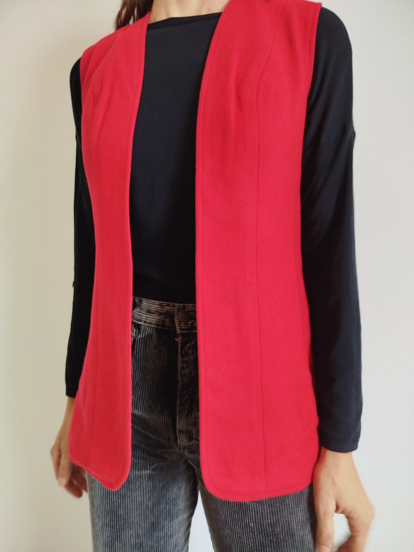 Gilet lungo lana rosso