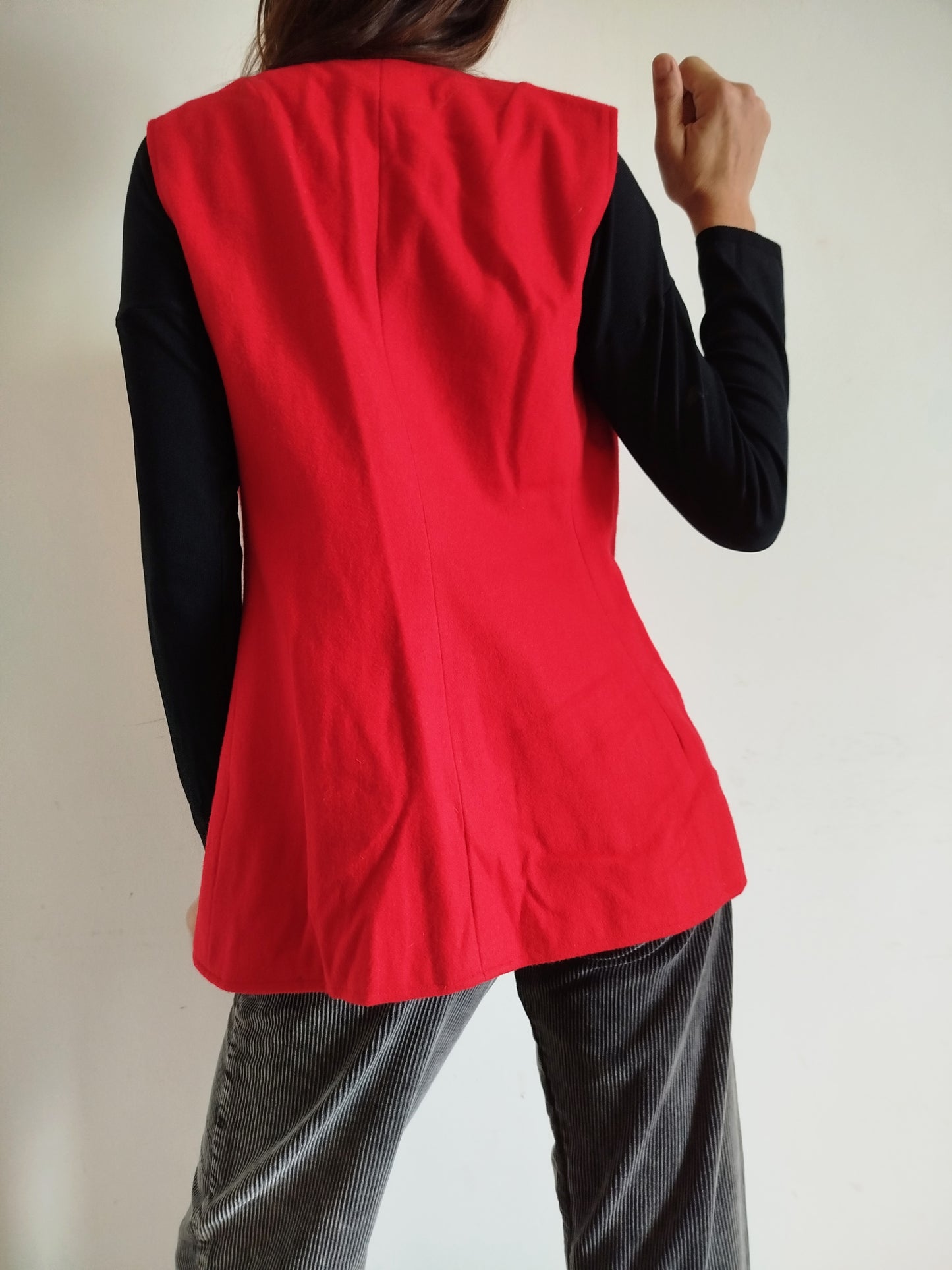 Gilet lungo lana rosso