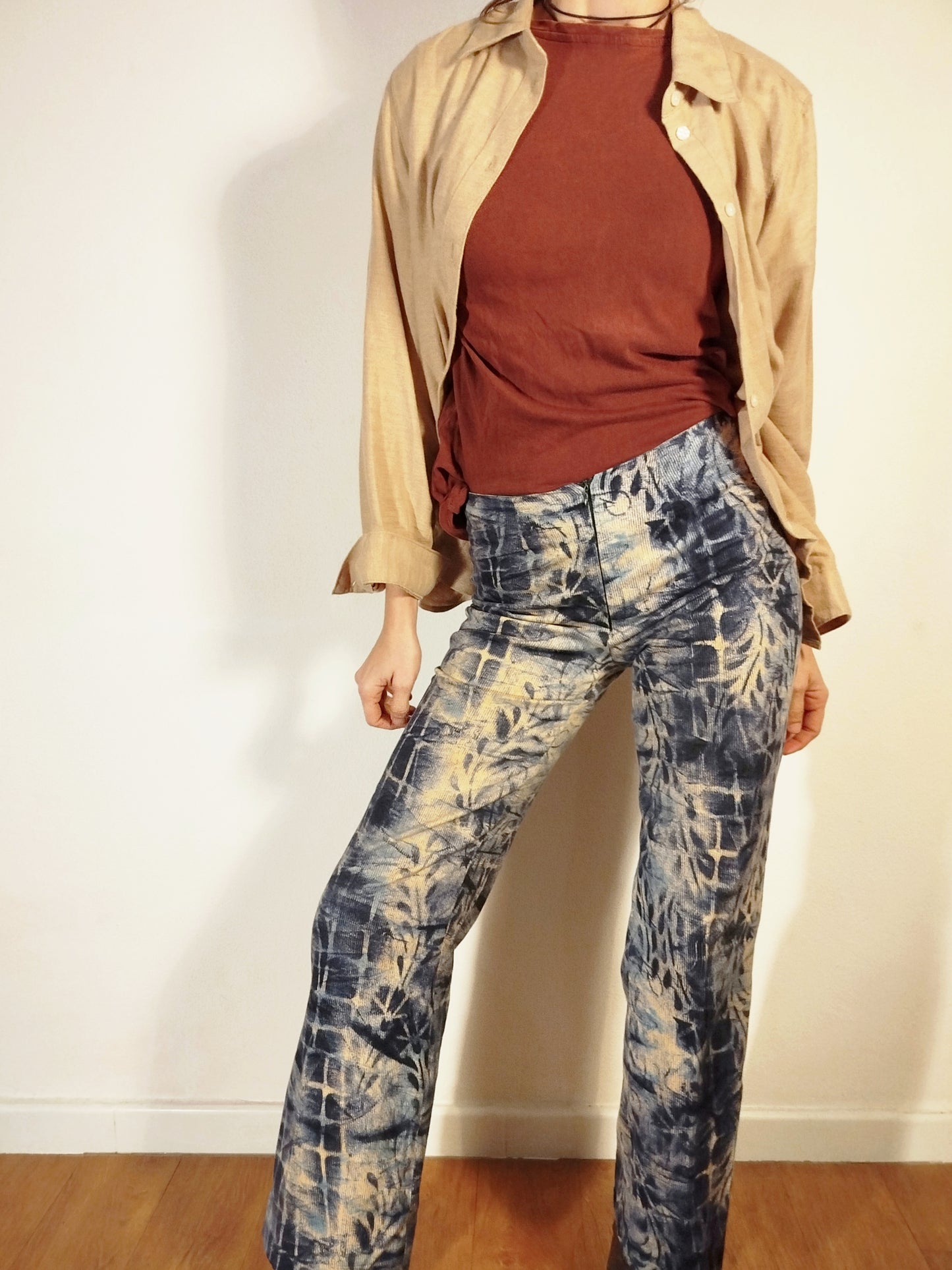 Pantaloni velluto tie dye