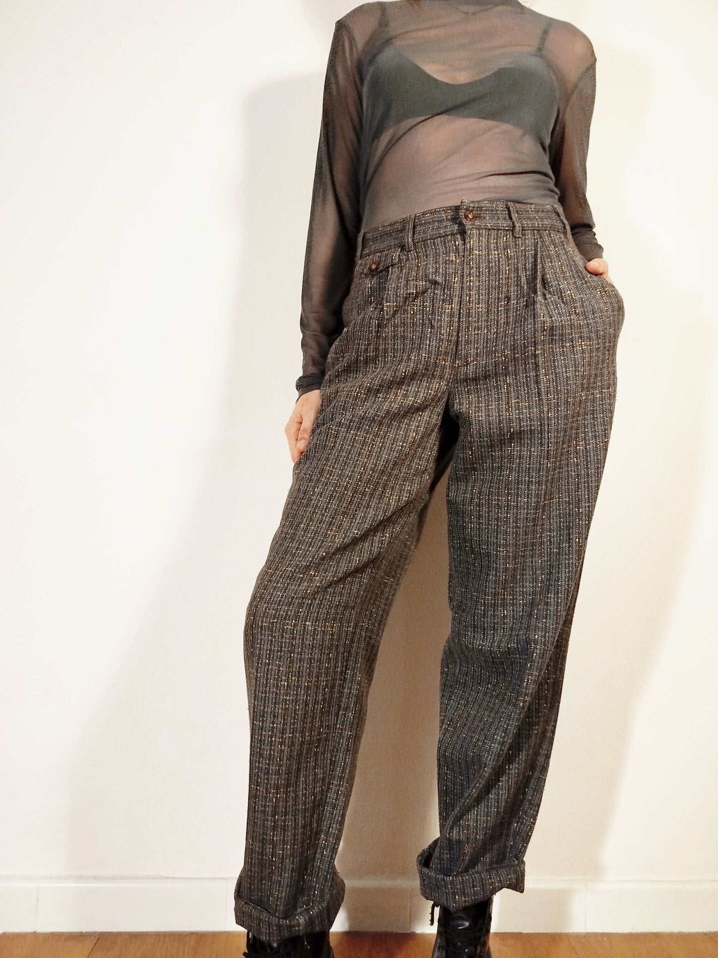 Pantaloni vintage in lana mélange